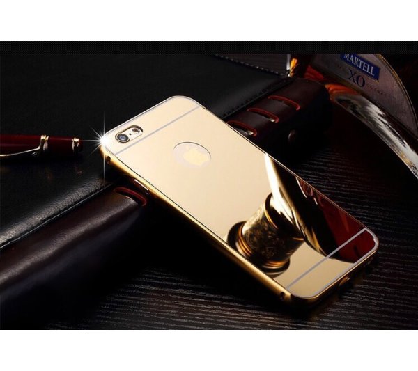 Zrkadlový kryt + bumper iPhone 6/6S - zlatý